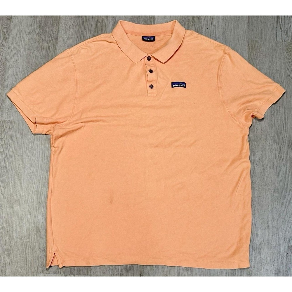 Patagonia Organic Cotton Polo Shirt Mens Size XL Short Sleeve Pique Knit Orange - Picture 1 of 7
